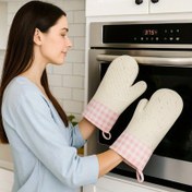 Resim Kalınlaştırılmış Silikon Mutfak Eldivenleri - Kaymaz, Dayanıklı ve Esnek, Pişirme, Temizlik ve Banyo Kullanımı İçin - Ev ve Butler İçin Temel, Mükemmel Tatil Hediyesi, Mutfak Temizliği Temel|Kareli Desen Eldivenleri|Dayanıklı Mutfak Giyimleri 