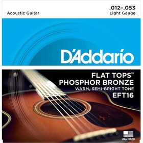Resim D'Addario EFT16 Flat Tops Phosphor Bronze Akustik Gitar Teli - Light (12-53) 