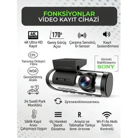 Resim Pasens K13 Araç Kamerası Ön 4K Arka AHD720P Çift Kayıt 3.18 IPS Ekran Adas Uyarı Sistemi 