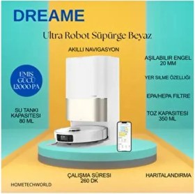 Resim 12000PA Emiş Gücüyle Ultra Robot Süpürge BEYAZ-(X40 Ultra) 