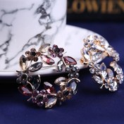 Resim 1PC Retro Flower Shaped Brooch Decorated With Shiny Rhinestone Clothing Lapel Pin For Women Dress Coat Sweater Corsage Accessories 