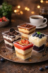 Resim Home 50 Adet Kübik Prizma Magnolya Tatlı Kasesi Kapaksız 200cc 