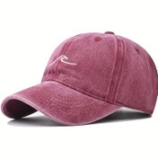 Resim Vintage Yıkanmış Nakışlı Dalga Desenli Beyzbol Şapkası - Hafif %100 Polyester Snapback Kapatmalı, Nefes Alabilen Unisex Erkek ve Kadın İçin Her Mevsim Güneş Şapkası 
