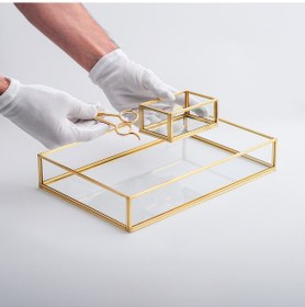 Resim Nişan Takımı 3 Parça Cam Pirinç & Gold 