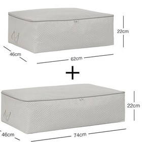 Resim Ocean Home Textile 2'li Gri Balıksırtı Baza Altı Hurç Set 