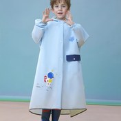 Resim Gençlerin Dinozor Kapüşonlu Yağmurluk - Kitap Cebi, Fermuarlı, Tüm Sezon Koruma, Açık Mavi ile Dayanıklı EVA Ponço 