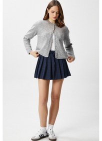 Resim Kadın Nina Bisiklet Yaka Gri Basic Hırka Gri 