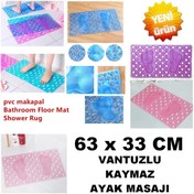 Resim mrtbilisim Banyo Küvet Duşakabin Kaydırmaz Vantuzlu Paspas 63 X 33 Cm Ayak Masaj Destekli Silikon Banyo Paspası 