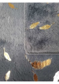 Resim Yaprak Antrasit Tavşan 2li Altın Varaklı Kumaş Soft Gold Peluş Ba Antrasit 