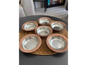 Resim Bakır Kahvaltılık 6 Lı Çerezlik Sunumluk 12.5 cm Meze Tabağı 