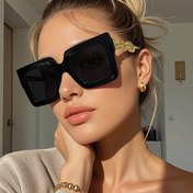 Resim Kadınlar İçin Siyah Gözlükler - Büyük Çerçeveli, Hafif Günlük ve Resmi Kıyafetler için Şık Modern Aksesuar, Trendy Gözlükler, Dayanıklı Plastik Çerçeve 