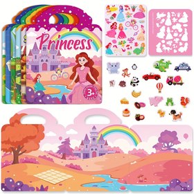 Resim Çocuklar için Yeniden Kullanılabilir DIY Sticker Kitapları, Çoklu Sahne ve Çoklu Tema Balonlu Stickerlar, Yaratıcı Jöle Stickerlar, Taşınabilir Sessiz Meşgul Yapıştır Sticker Kitabı, Çocuklar için Sticker Oyuncak Hediyeleri 