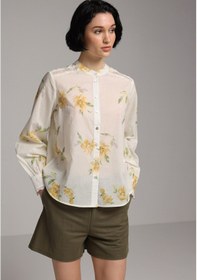 Resim Colin's Colins Fashion Fit Yuvarlak Yaka Metraj Baskılı Kadın Sari Uzun Kol Gömlek Cl1078692 Q1.v1 Ylw Sarı 