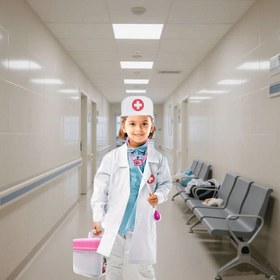 Resim Erkek ve Kız Çocuklar için Tatil Hediyesi Doğum Günü Hediyesi - Doktor Oyunu Kostümü Seti (2 Parça) 
