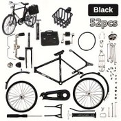 Resim 52 Parça Titanyum Alaşım Mini Bisiklet Model Kit - Siyah Metal Bisiklet Montaj Seti, Kayan Süs Koleksiyonu, Halloween, Noel ve Doğum Günü için Puzzle Hediye 