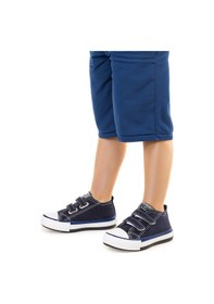 Resim Kiko Kids Linen Cırtlı Erkek Bebek Keten Spor Ayakkabı Lacivert 