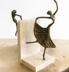 Resim doğal traverten mermer kitap tutucu balerin detaylı 