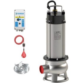Resim Sumak Sdtv 40/2 İnox Komple Paslanmaz Vortex Çarklı Foseptik Dalgıç Pompa 380 Volt 4 Hp 19.5 Mss 