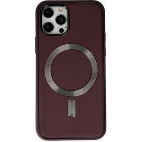 Resim 12 Kılıf Coco Deri Magneticsafe Silikon - BORDO-(5796) 