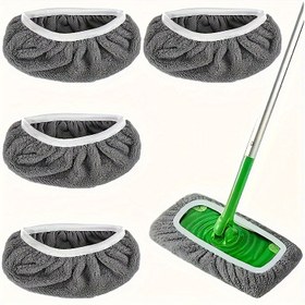 Resim 4 adet Mikrofiber Temizleme Mop Pedleri - Islak ve Kuru Kullanım için Yeniden Kullanılabilir, Yıkanabilir Yedek Başlıklar, Sünger Moplarla Uyumlu, Ev Temizliği için İdeal, Kolay Saç Yakalama, Ultra İnce Fibreler, Dikdörtgen Şekil 