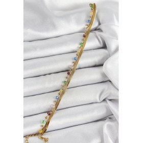 Resim 316L Çelik Gold Renk Karışık Renkli Kristal Taşlı Kadın Bileklik 