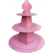 Resim Cup Cake Standı Piramit Modeli Puantiyeli Pembe Pk:1 