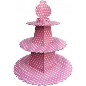 Resim Cup Cake Standı Piramit Modeli Puantiyeli Pembe Pk:1 