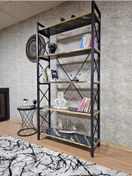 Resim Siyah Boyalı Kitaplık - 5 Raflı Suntalem Lüks Kitaplık Luanda Gol Çok Renkli 