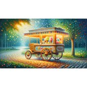 Resim Venspor Masalsı ve Renkli Dondurma Arabası Arkaplan, 200x150cm, Fon, Duvar Örtüsü 