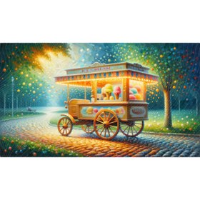 Resim Venspor Masalsı ve Renkli Dondurma Arabası Arkaplan, 200x150cm, Fon, Duvar Örtüsü 