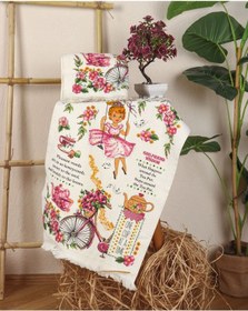 Resim Saçaklı Mutfak Havlusu Modeli Baskılı Mutfak Havlusu 2'li Bisikletli Kız 
