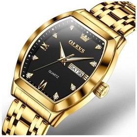 Resim Yingfu Olevs 5528 Erkekler İş Çift Takvim Şarap Fıçı Su Geçirmez Kuvars İzle Siyah Altın Çok Renkli Çok Renkli 