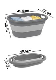 Resim Porsima L-00959-2 Akordiyon Katlanır Sepet Katlanabilir Çamaşır Sepeti Orta Boy Katlanır Çamaşır Sepeti 18 Lt Gri 