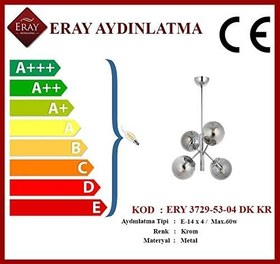 Resim Eray Aydınlatma Topaç 4 lü Dikey Krom Avize 