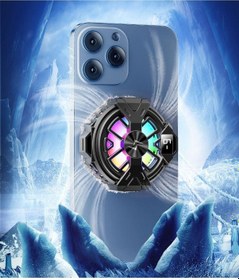 Resim Mıknatıslı Mobil Fan Rgb Led Işıklı Isı Derece Göstergeli Gaming Live Cep Telefon Soğutucu Radyatörü 