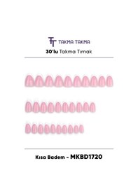 Resim Mkbd1720 Kısa Badem Standart Beden 30'lu Tekrar Kullanılabilir Protez Takma Tırnak 