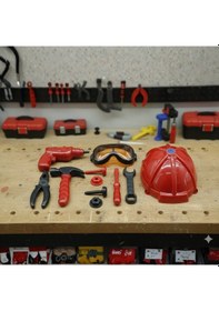 Resim Meslek Setleri - Baretli Tamir Seti 11 Parça - Kırmızı 