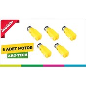 Resim Arduino 5 Adet Plastik Redüktörlü Motor - Dc 6 V / 200 Rpm / Dc Motor / Sarı Motor 