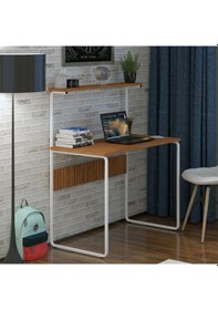 Resim Dehalimited G Masa 100X50 Metal Iskeletli Parlak Bambu Yüzey Ders Çalışma Ve Bambu - Beyaz 