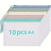 Resim 10 Adet A4 Boyutlu PVC Fileli Çanta, Klasik Makaron Renkleri, 32.99x23.01 cm, Ofis Malzemeleri, Kağıt Depolama, Seyahat ve Sanat Düzenleyici, Okul ve Ofis Dosyası 