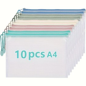 Resim 10 Adet A4 Boyutlu PVC Fileli Çanta, Klasik Makaron Renkleri, 32.99x23.01 cm, Ofis Malzemeleri, Kağıt Depolama, Seyahat ve Sanat Düzenleyici, Okul ve Ofis Dosyası 