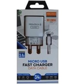 Resim Megatech MT-CM34 3.4 A Micro Usb Kablo+ Ev Şarj Adaptörü Hızlı Şarj Cihazı 