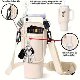 Resim 40oz Yalıtımlı Kulp Bardak Kılıfı, Taşıma Çantası, Termos Yazılı Kapaklı, Devrilmeyen PVC Kauçuk Su Şişesi Kılıfı (Bardak Dahil Değildir), Spor ve Doğa Yürüyüşü İçin Uygun: Okul, Açık Hava, Dağ Tırmanışı, Ev, Yurt vb. 5 Farklı Kullanım Alanı 