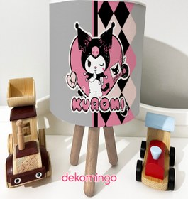 Resim dekomingo Üçgenli Gri Kuromi Desenli Bebek Çocuk Odası Masaüstü Abajur 