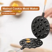 Resim 16 Gözlü Ceviz Şekilli Kurabiye Kalıbı Yapıcı - Yapışmaz Yüzeyli, Ağaç Dokulu Tasarım, Sağlam Metal Yapı, Ergonomik Ahşap Saplı, Gaz/Elektrik Ocaklar İçin Uygun, Kolay Temizlenebilir Parçalar (Ev ve Ticari Kullanım için) 