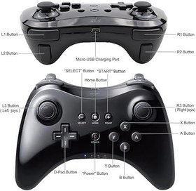 Resim Wii U Pro Controller, SONVIEE kablosuz Wii U oyun pedi Wiiu kontrolü Wii U oyun Wii U aksesuarı kablosuz Wii U kumanda çift analog Joystick ile Wii U için 
