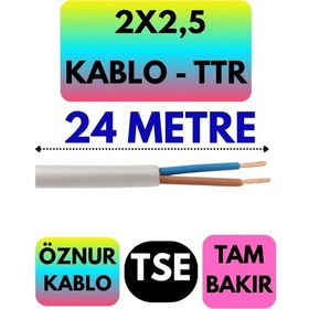 Resim Öznur 2x2,5 Ttr Kablo Beyaz Metre Seçenekli - 24 Metre 
