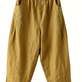 Resim Artı Boyutlu - Kadınlar için Artı Boyutlu Açık Gri Bol Kesim Harem Pantolonları - Bağcıklı Bel, Nefes Alabilen Polyester Kumaş, Rahat Kıyafetler İçin Mükemmel, Rahat Kesim Pantolonlar | Bol Kesim Tasarım | Pürüzsüz Dokulu Pantolonlar 