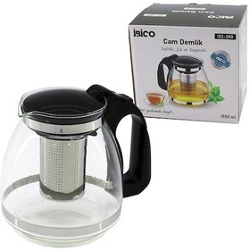 Resim 1500ml Cam Demlik Çelik Süzgeçli - Plastik Kulp - Kapak - Krom Çerçeve 4741 Altın - Buz Mavisi 