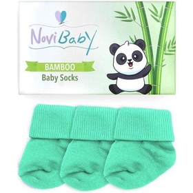 Resim Novibaby 3'lü Bambu Yenidoğan Bebek Çorabı I Sea Green I 0-6 ay "Karışık Renkli" 